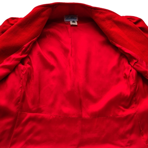 VINTAGE 80s Wool Blend 12 Red Elegant Coat Jacket - Picture 10 of 16
